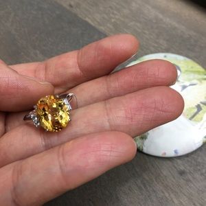 NEW CERTIFIED 5CT NATURAL CITRINE S925 SILVER RING